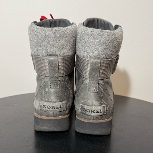 SOREL Harlow Conquest Boot Grey with Red Laces Women’s Size 7.5 - Picture 2 of 6